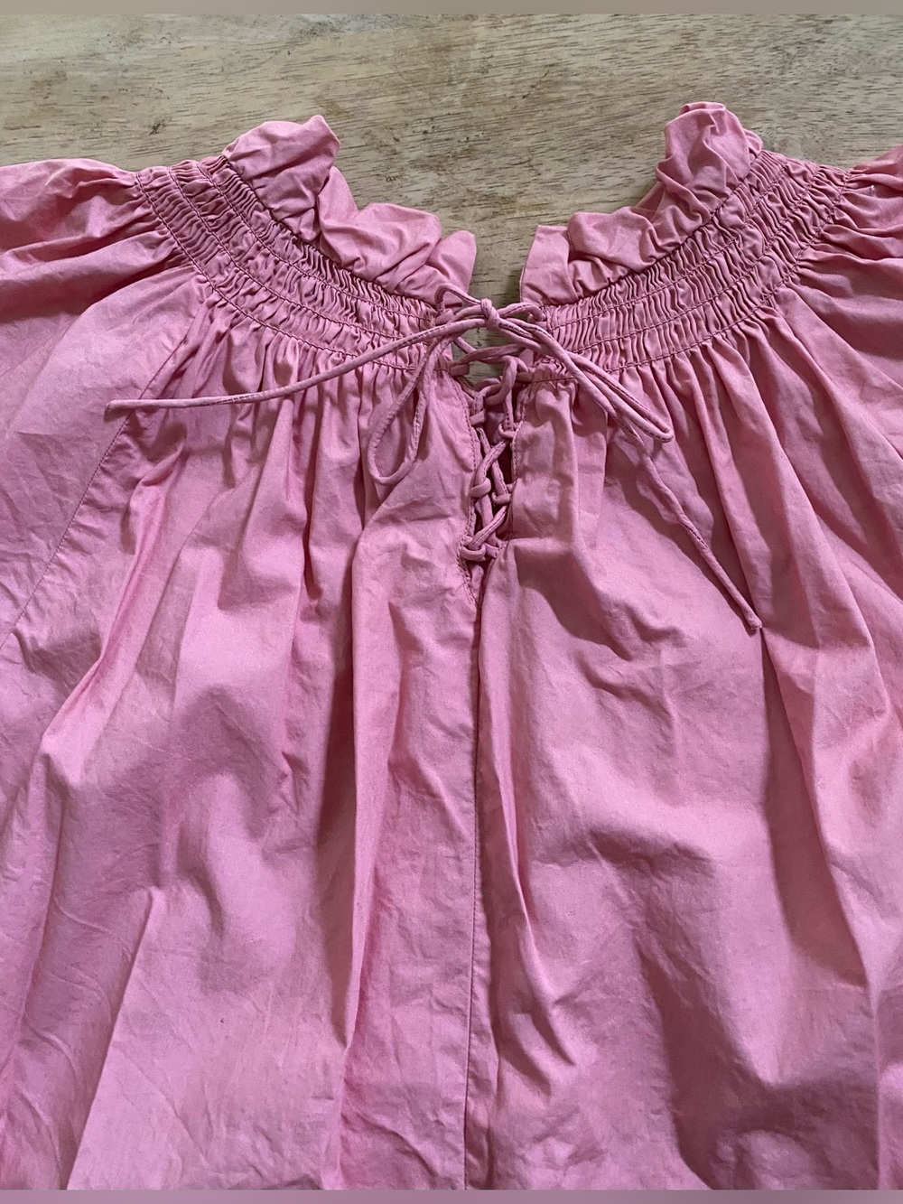 J Crew Women’s Sz XL Pink Smocked Neck Puff-Sleeve Cotton Poplin Top - Picture 13 of 17